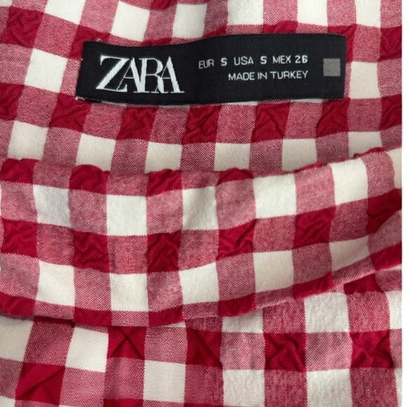 ZARA Gingham Pleated Skort  Red & White Check Size S - Picture 7 of 11